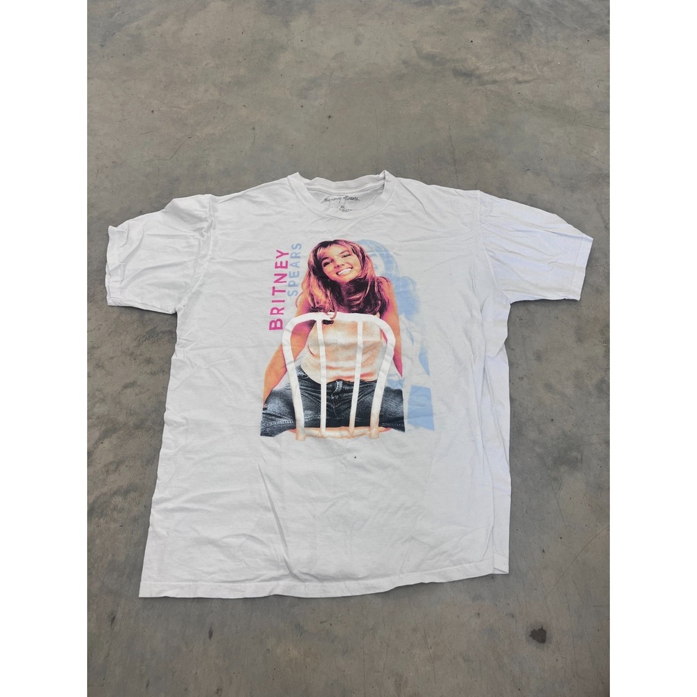 Britney Spears T-Shirt Unisex XL White 100% Cotton Graphic Short Sleeve Music